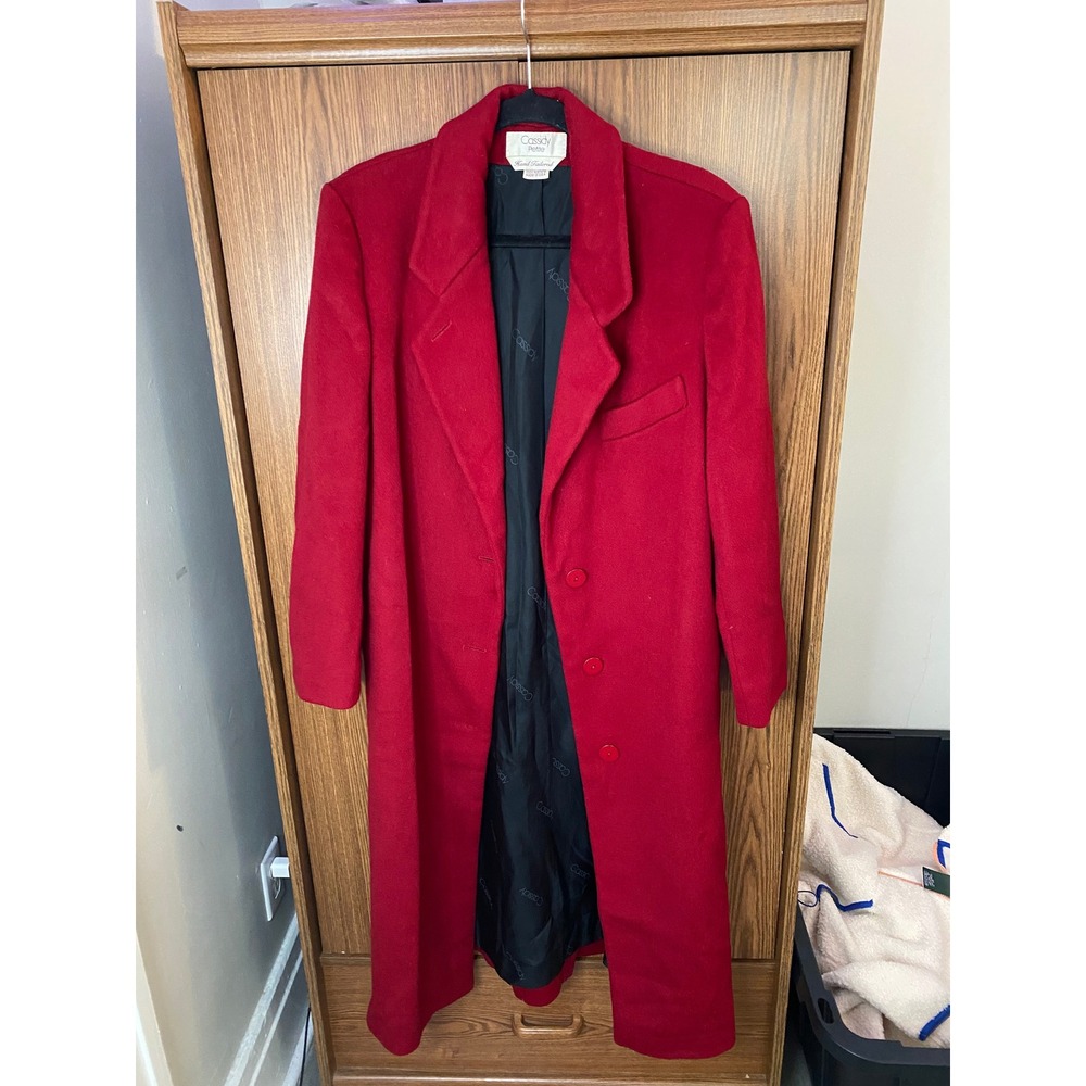 Vintage Cassidy Petite Wool Overcoat Women Petite Red Long Tailored Trench Coat